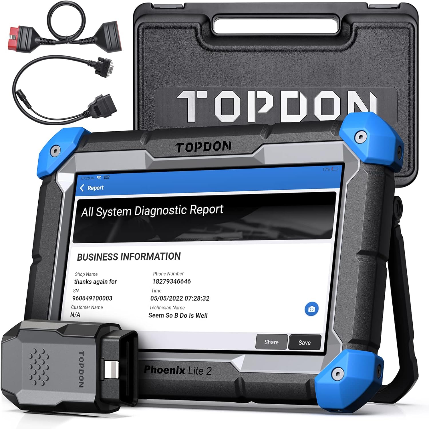 TOPDON Car Diagnostic Tool Phoenix Lite 2, ECU Coding, OE-Level Full Systems Diagnostic Scanner, 34+ Reset Services, AutoAuth for FCA SGW, Wireless, 2 Years Free Updates, Black