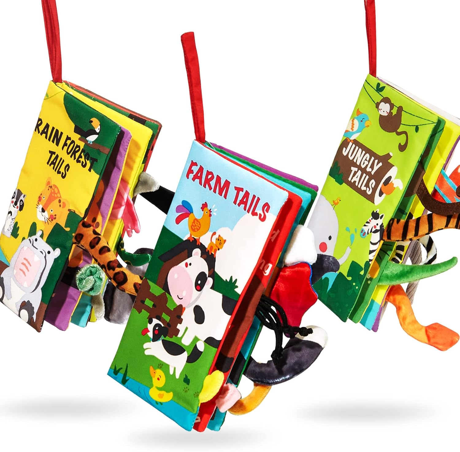 beiens 3PCS Soft Baby Cloth Books,Touch and Feel Crinkle Tail Books, Cloth Books Set for Babies,Infants & Toddler Early Children Development Interactive Baby Girl & Baby Boy Toys Gift