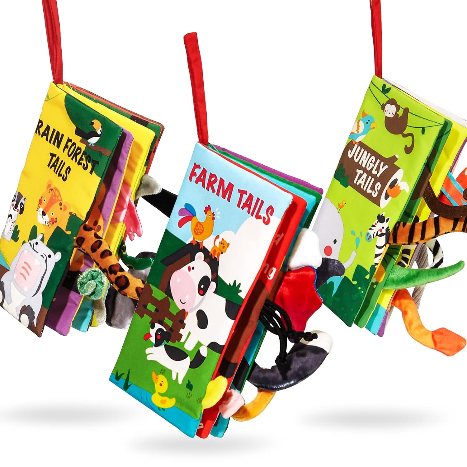 beiens Baby Book Toys, 3PCS Touch and Feel Soft Sensory Crinkle Books