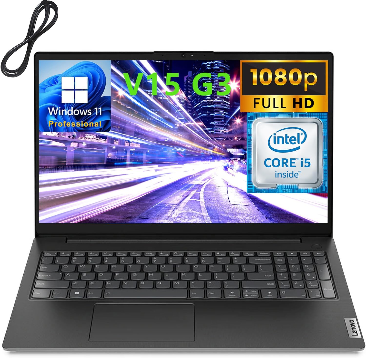 Lenovo 2023 V15 G3 15.6" FHD Business Laptop Computer, 12th Gen Intel 10 Cores i5-1235U (Beat i7-1195G7), 24GB DDR4 RAM, 1TB PCIe SSD, 802.11AC WiFi, Bluetooth 5.1, Windows 11 Pro, AZ-XUT Cable