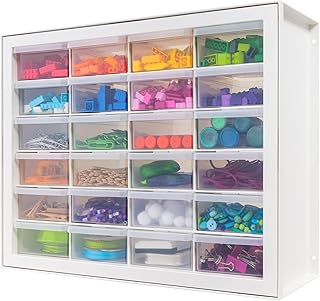 IRIS USA 24 Storage Drawer Organizer, Craft Cabinet Storage, Craft Organizers and Storage Drawer, Art Storage Cabinets, Small Parts, Nuts and Bolts, Tool Organizer Storage, Scrapbook Art Hobby - White