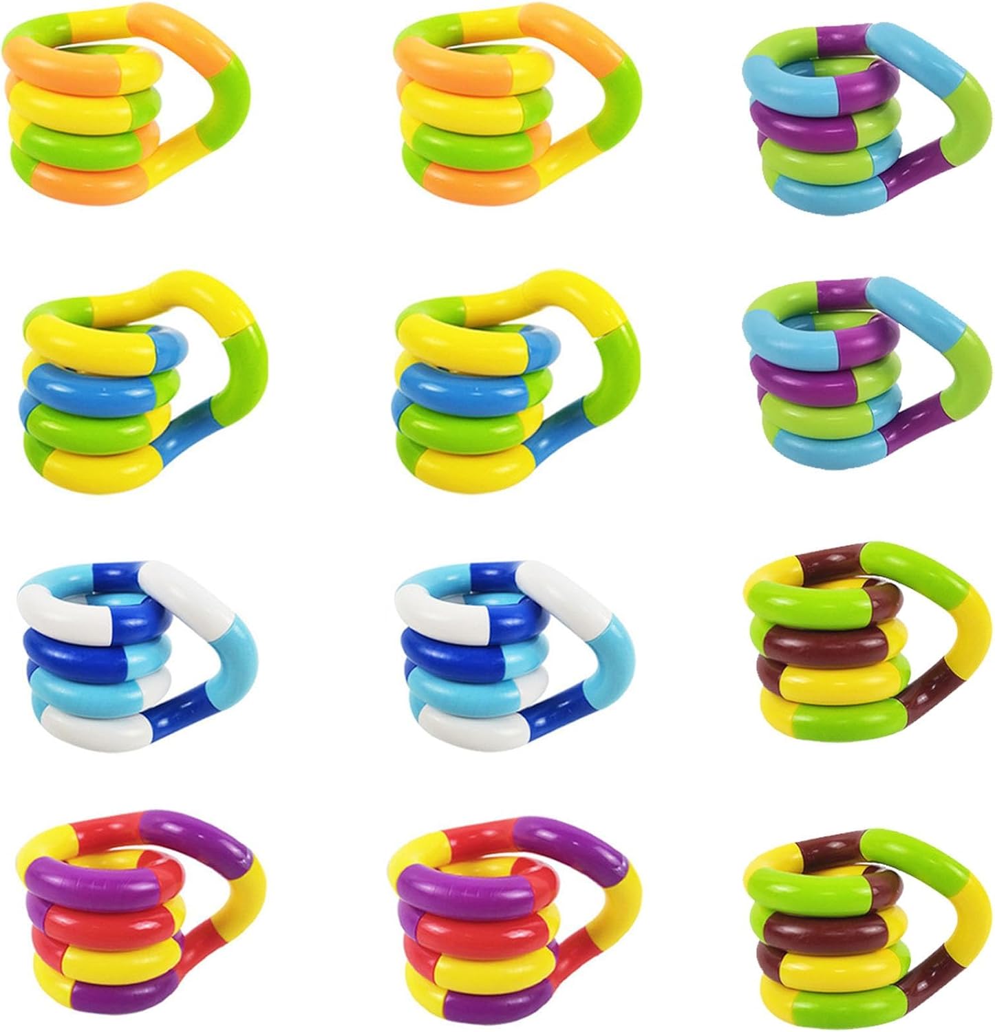 12 Pcs Fidget Toys Adults Tangle Fidget Toy Stress Relief Toys Kids For Home Office Sensory Play Fine Motor Skills Development Calming Tool Focus Concentration