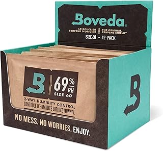 Boveda 69% Two-Way Humidity Control Packs For Plastic, Wood Humidifier Boxes & Resealable bags – Size 60 – 12 Pack – Moisture Absorbers – Humidifier Packs – Individually Wrapped Hydration Packets