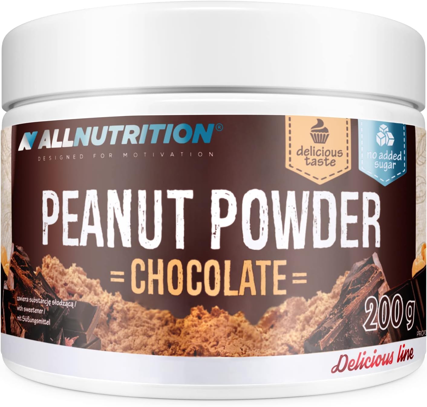 ALLNUTRITION Sugar Free Peanut Powder - Low Fat Peanut Butter - No Sugar Peanut Cream with 50% Protein - Low Calorie Sweets - No Palm Oil - Vegan and Keto Friendly - 200g Chocolate