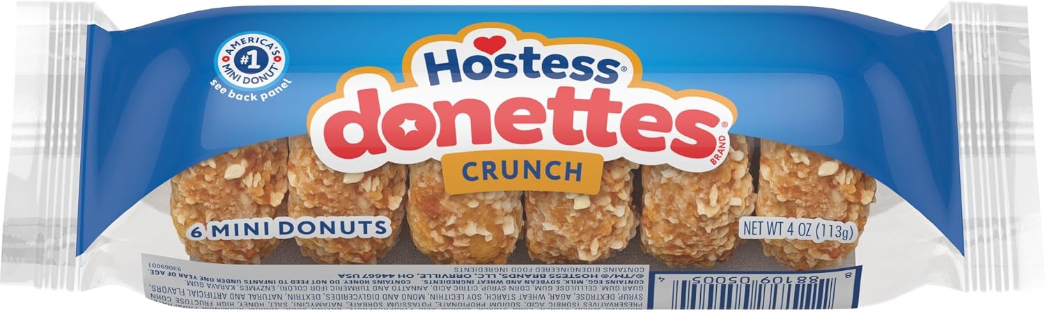 Hostess Donettes Mini Crunch Donuts, 6 Mini Donuts - 113g
