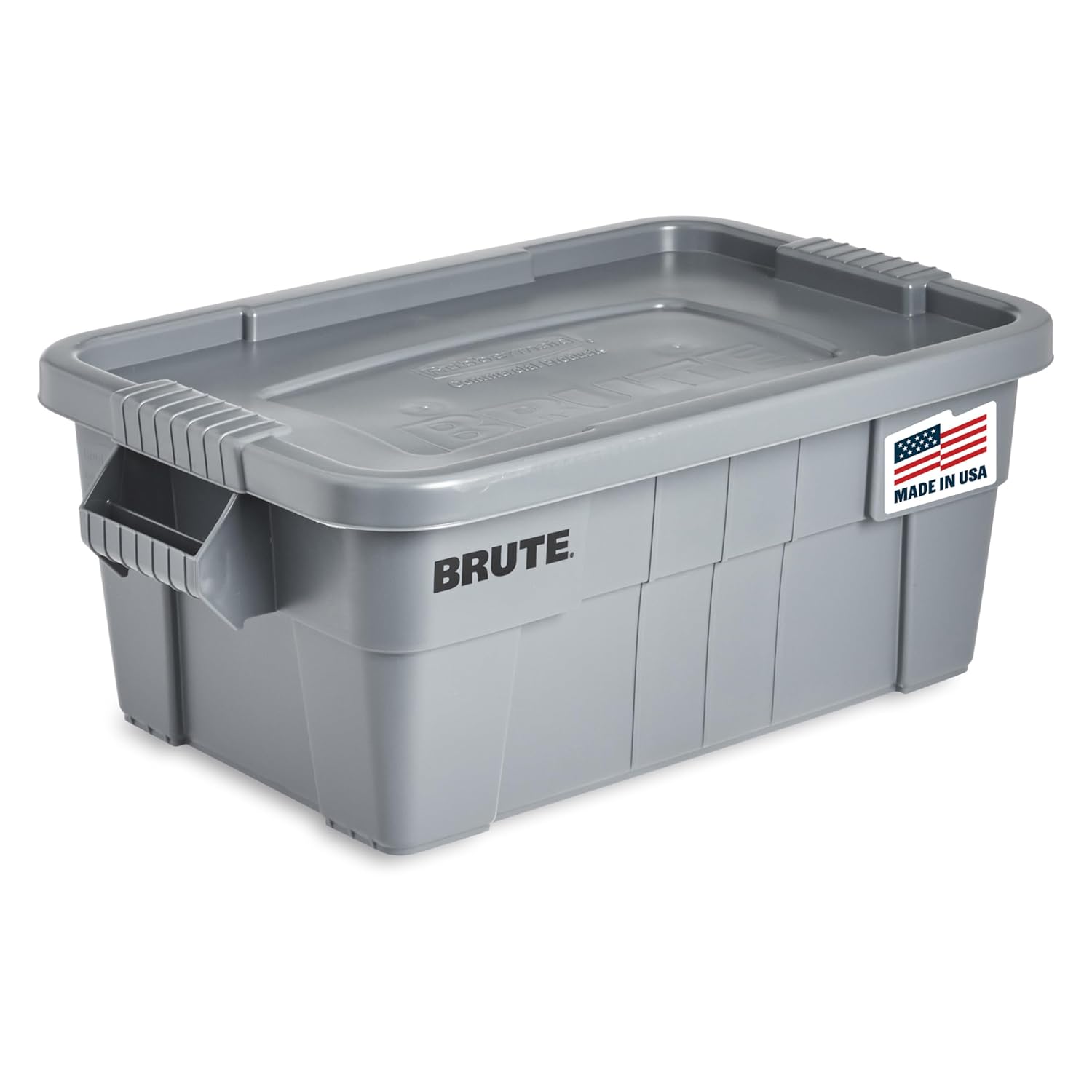 Rubbermaid Commercial Products BRUTE Tote Storage Container with Lid, 14-Gallon-included, Rugged/Reusable Boxes for Moving/Storing in Garage/Basement/Attic/Jobsite/Truck/Camping, Gray