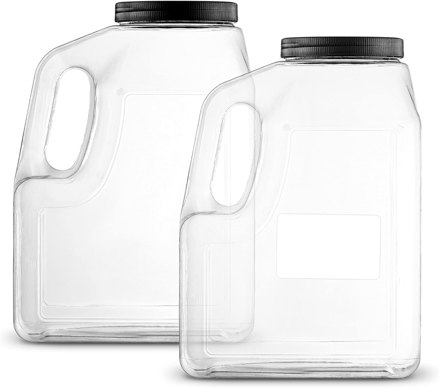 Stock Your Home Wide Mouth Gallon Jugs (2 Pack) - 128 Ounce Rectangular Oblong Gallon Container - Clear Plastic Jugs with Handle for Home, Commercial or Restaurant Use