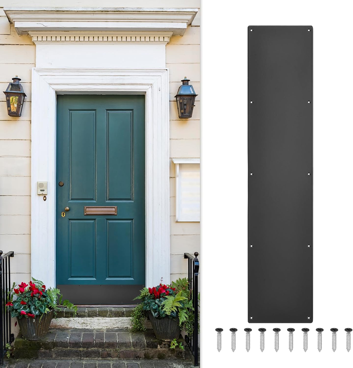 uxcell Door Kick Plate, 8 x 30 Inches Aluminum Kick Plate Door Plate, 1.5mm (1/16 Inch) Thickness, for Exterior Front Door or Back Door, Black (Single Pack)