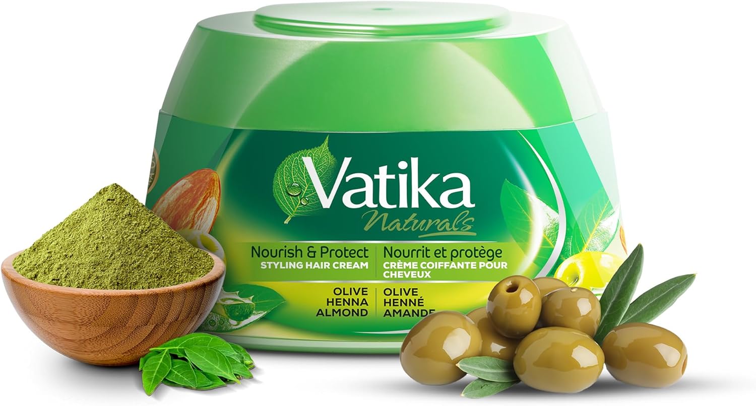 Vatika Naturals Hair Cream - Nourish & Protect (210ml, Olive) | Infused with Olive, Henna & Almond for Moisture Lock & Healthy, Stylish Hair