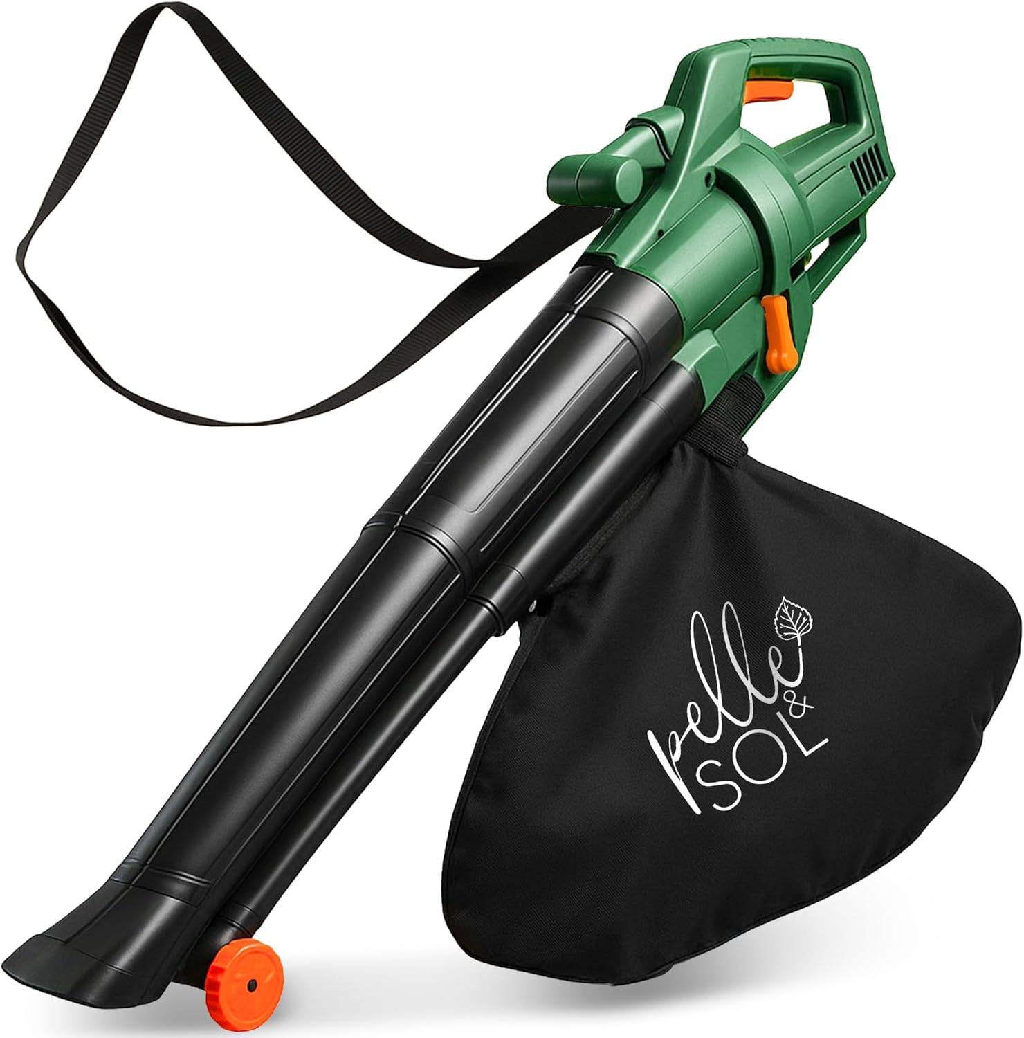 Pelle & Sol 3300W Corded Leaf Blower and Vacuum - 3-in-1 Garden Vacuum, Leaf Mulcher & Garden Hoover - Includes 45L Collection Bag, 12m Cable, Wheels & Strap - Lawn Sweeper, Patio & Driveway Clearing