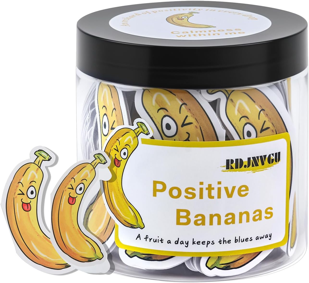 60 Positive Banana Cards Jar, Non-Repetitive Affirmation Cards for Women, Stocking Stuffers for Teen Girls, Self Care Gift, Cute Funny Unique Birthday Gifts for Women Man Teens, Christmas Gift