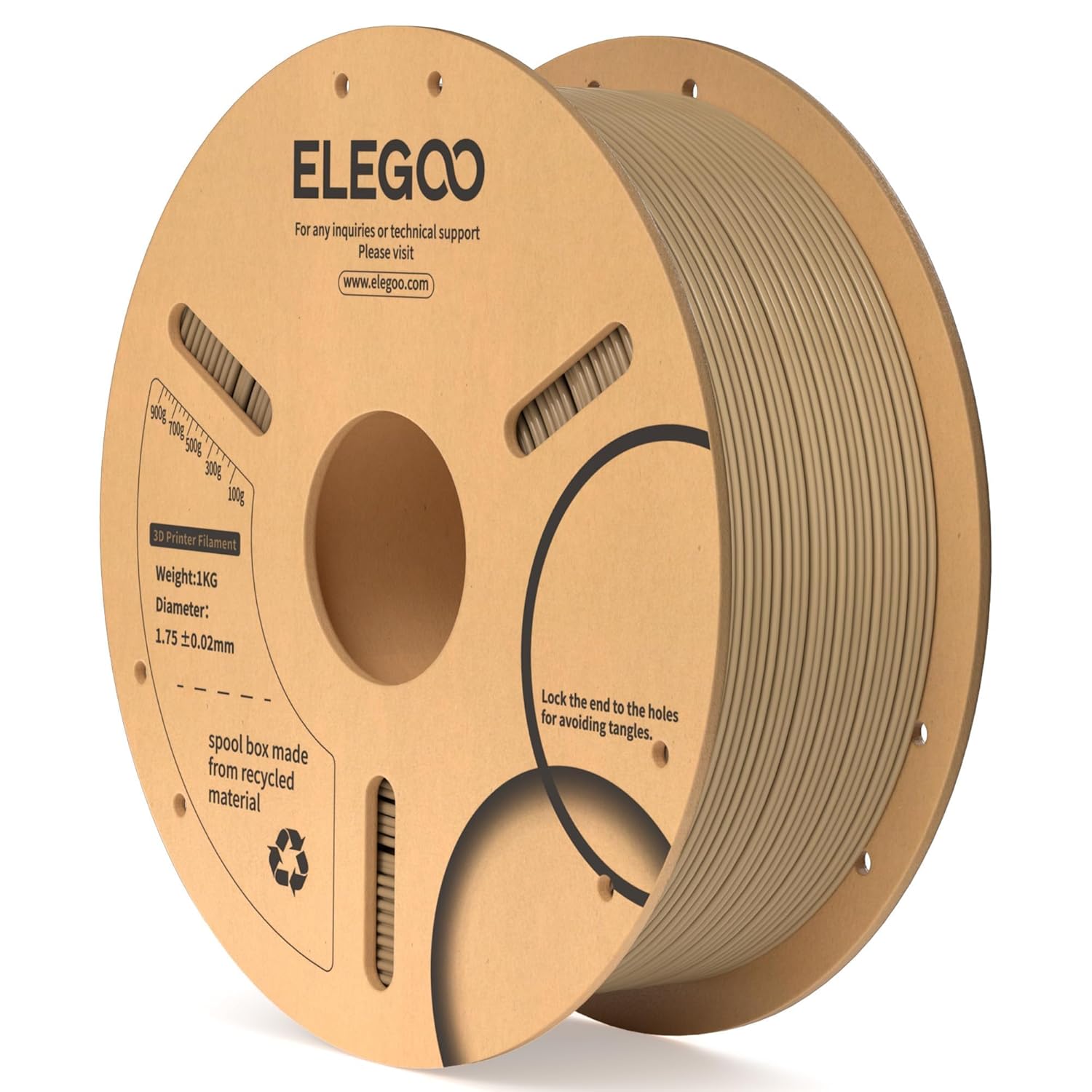 ELEGOO Wood PLA Filament 1.75mm 1KG, Real Wood Fibers Added 3D Printer Filament Dimensional Accuracy +/- 0.02mm, 1kg Spool(2.2lbs) Fits for Most FDM 3D Printers