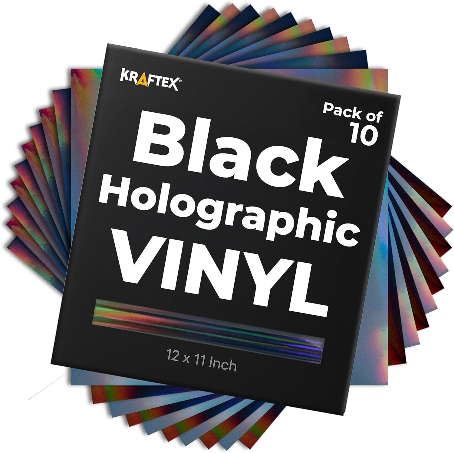 Black Metallic Vinyl Holographic & Oil Slick Vinyl Permanent for Cricut: [10PK, 12 x 11 inch] Black Chrome Sheets