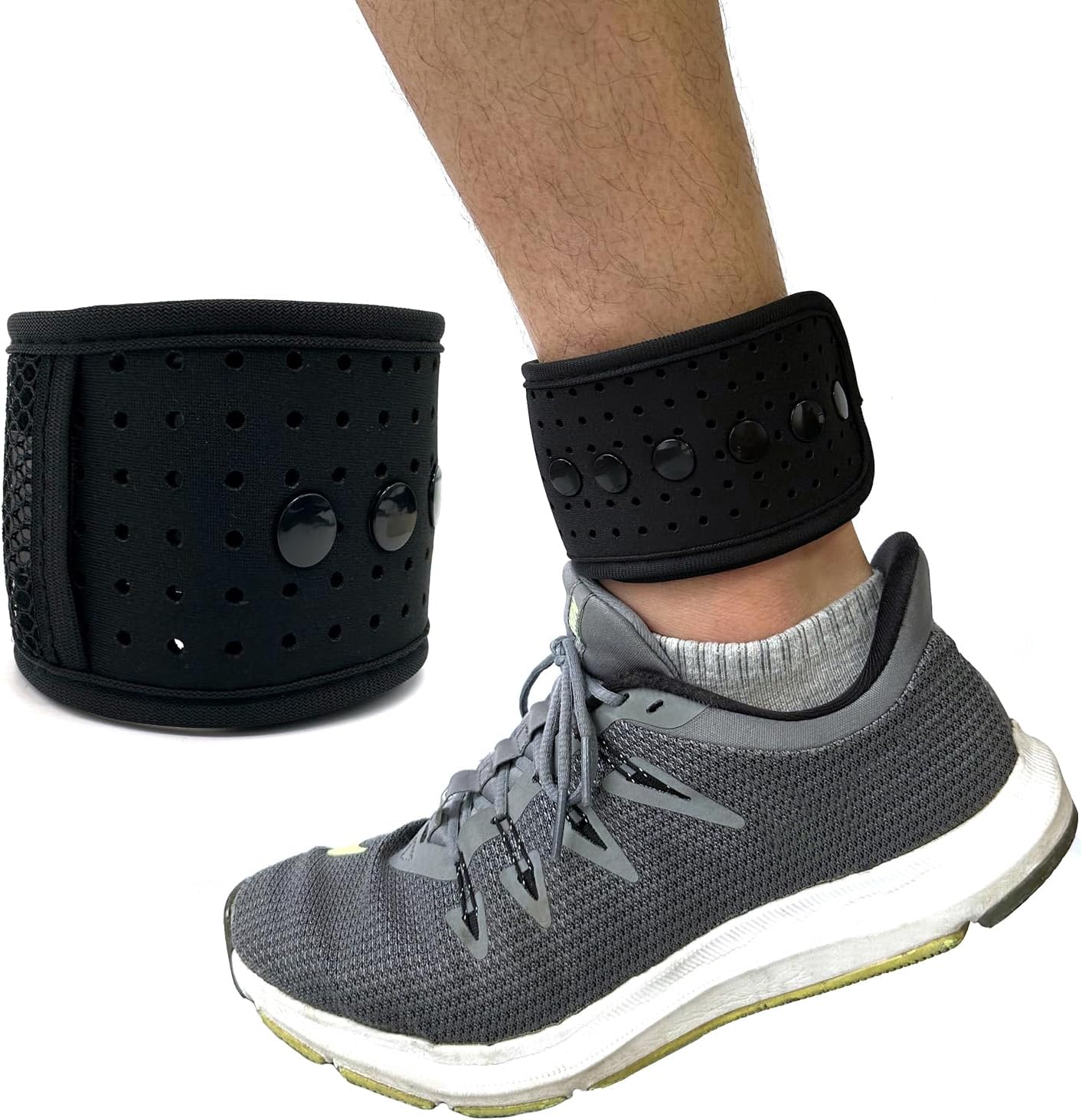 Breathable Button Wear Ankle Strap Band with Mesh Pouch Compatible with NESKLA/3DFitBud 3D Pedometer/Fitbit Inspire 3/Versa 4/Charge 6/Galaxy Fit3/WHOOP 4.0/FIT-VII Fitness Tracker