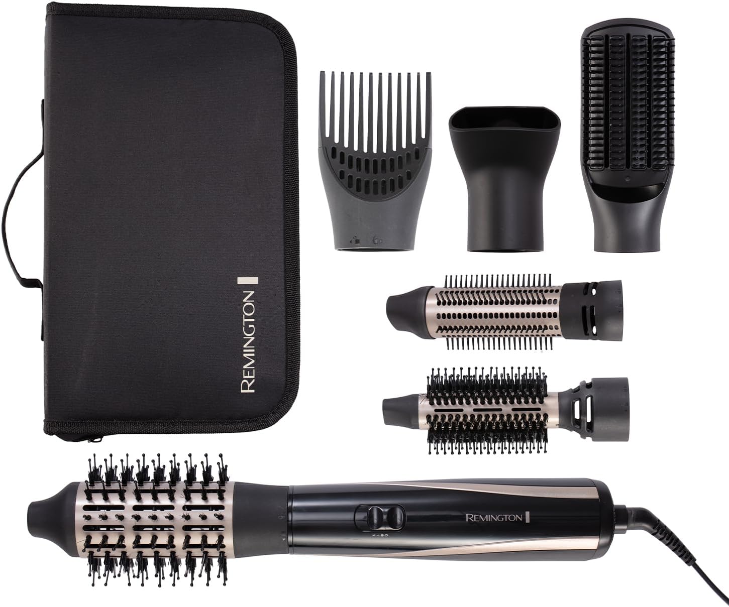 Remington Blow Dry & Style Air Styler - For All Hair Lengths (6 Attachments, 25mm, 38mm, 50mm Brush, Firm Paddle Brush, Concentrator, Root Boost, 2 Heat & 2 Speed Settings, Swivel Cord, 1200W) AS7700