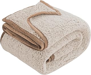 EMME Fuzzy Fleece Warm Queen Blanket 90"x90" Ultra Soft Large Warm Sherpa Blanket Microfiber Cozy Blanket for Bed Sofa Lightweight Fuzzy Thick Reversible Blanket (Khaki, 90"x90")