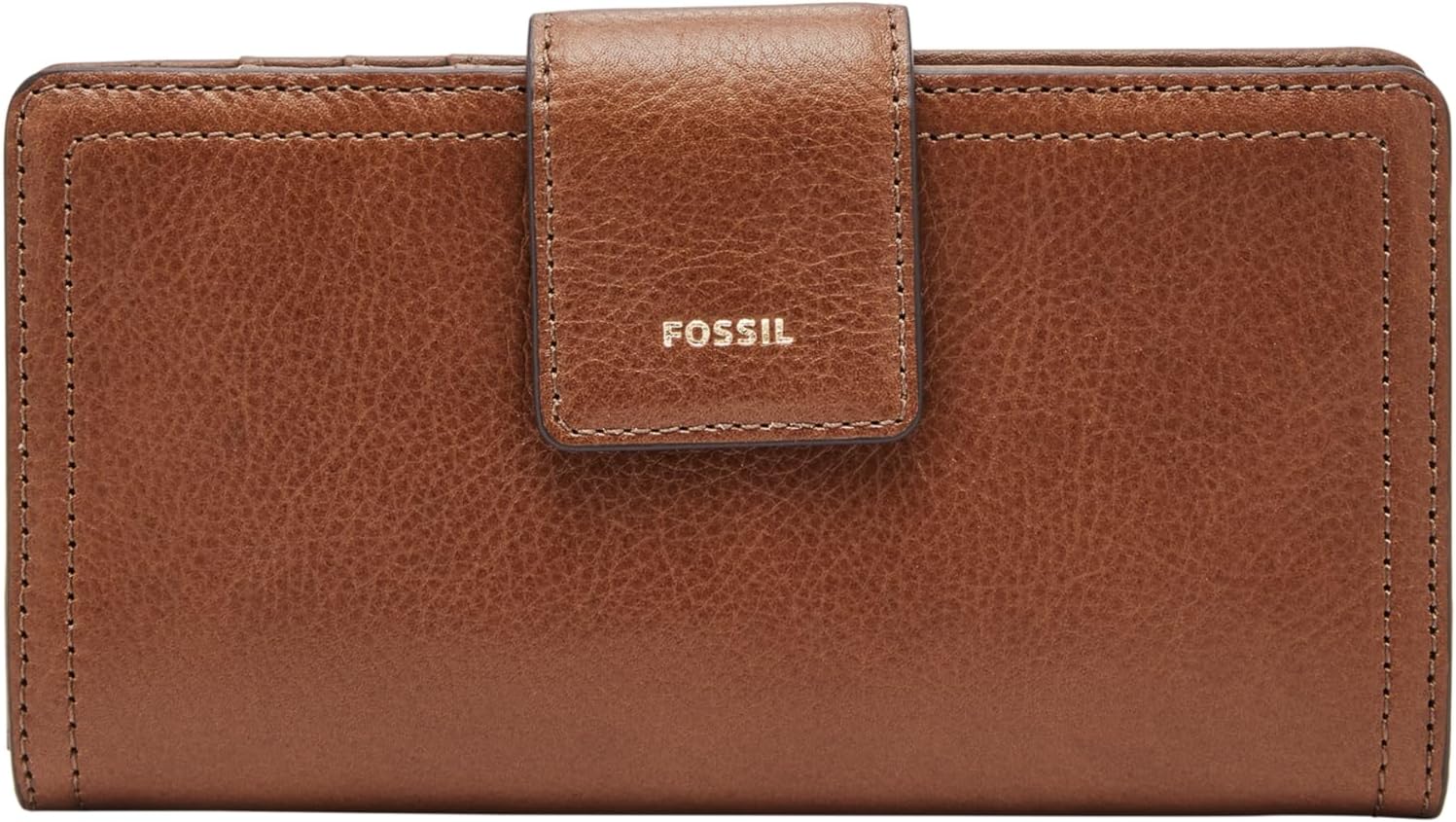 Fossil Women's Logan Leather Wallet RFID Blocking Tab Clutch, Black (Model: SL7830001)