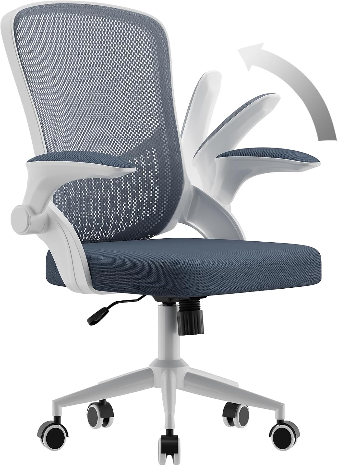 naspaluro Computer Desk Chair, Ergonomic Office Chairs with Flip-up Armrests, Mid-Back Mesh Chairs with Lumbar Support, Home Office Chair-(Gray-Blue Chair)