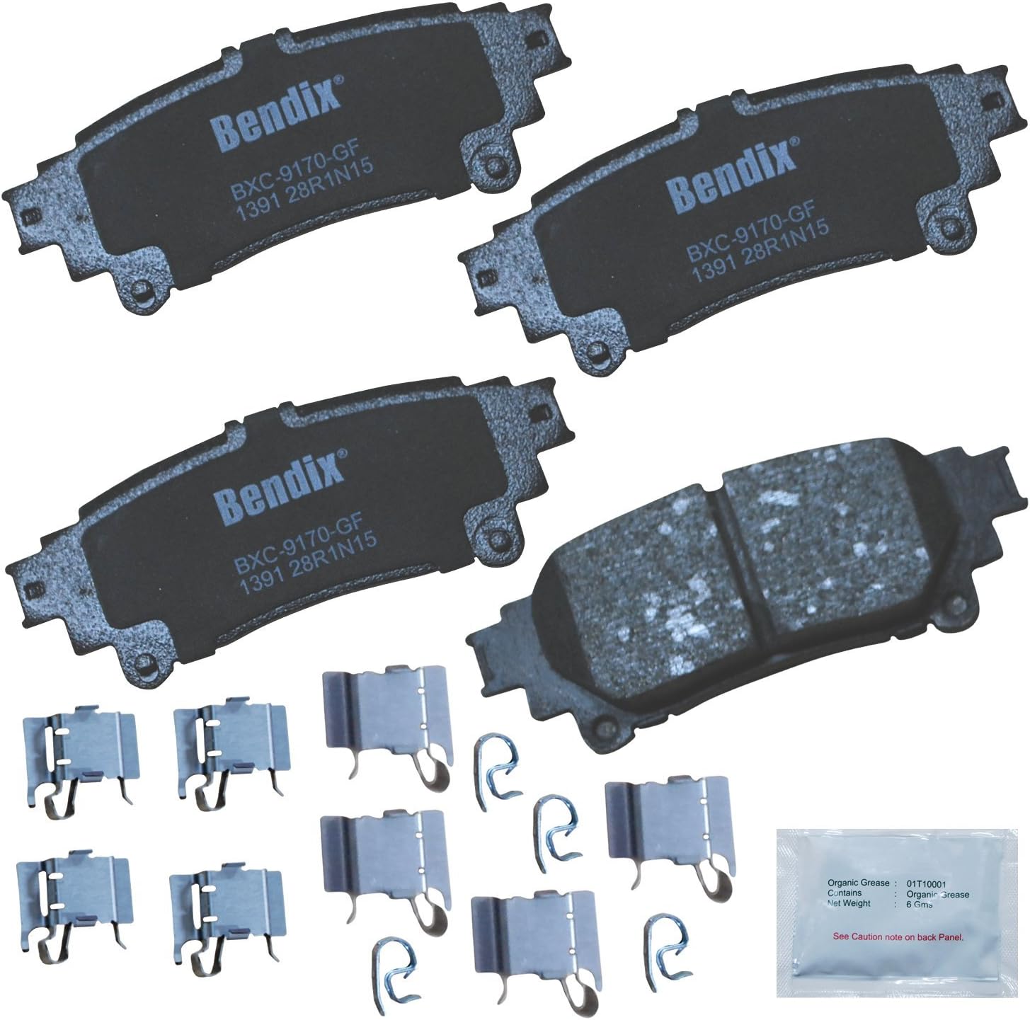 Bendix Priority1 CFC1391 Ceramic Rear Brake Pads for Select Models Lexus GS200t,GS300,GS350,GS450h,IS200t,IS250,IS300,IS350,RC200t,RC300,RC350,RX350,RX450h,Benz,Toyota Highlander,Mirai,Prius V,Sienna