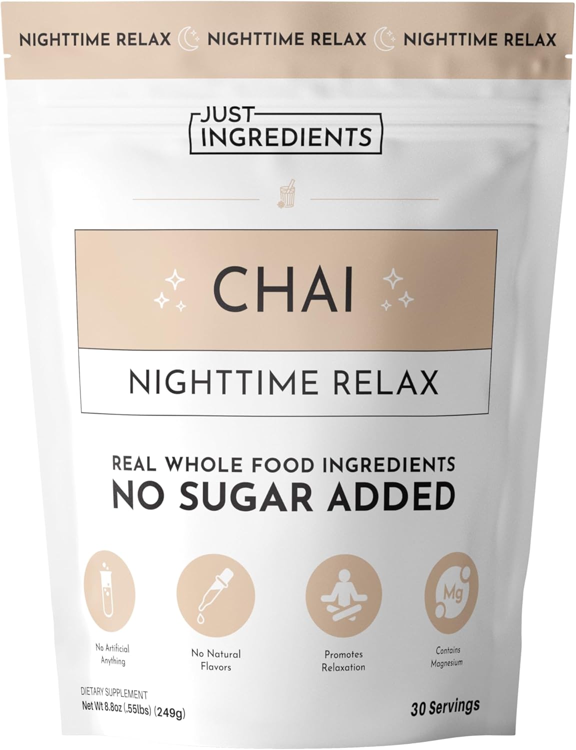 Chai Nighttime Relax Drink Mix – 30 Servings | No Sugar Added | Magnesium, L-Theanine, Chamomile & Tart Cherry Extract | Supports Relaxation & Restful Evenings