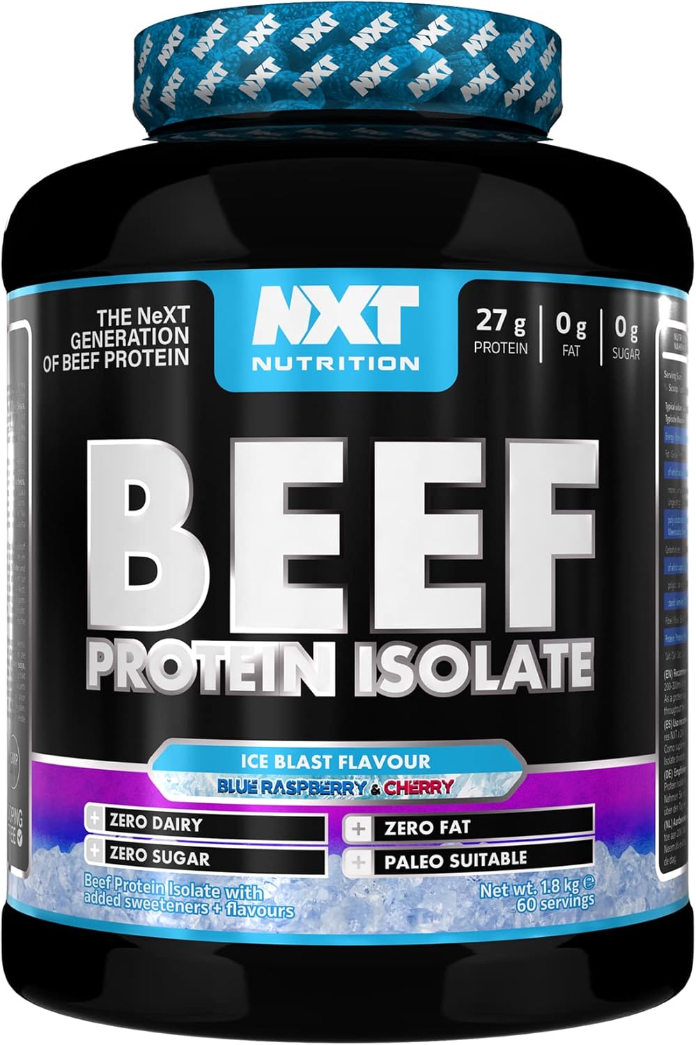 NXT Nutrition Beef Protein Isolate Powder - Protein Powder High in Natural Amino Acids - Paleo, Keto Friendly - Dairy and Gluten Free - Muscle Recovery | 1.8kg | Ice Blast