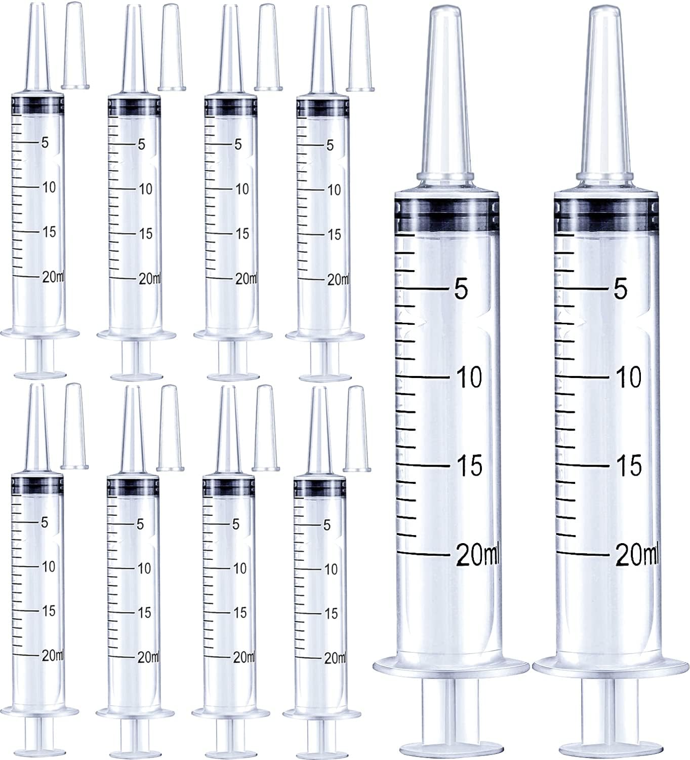 20ml Plastic Syringe for Liquids, Oral, Scientific Labs, Measuring, Dispensing, with Cap- 10 Pack 20ml Syringes