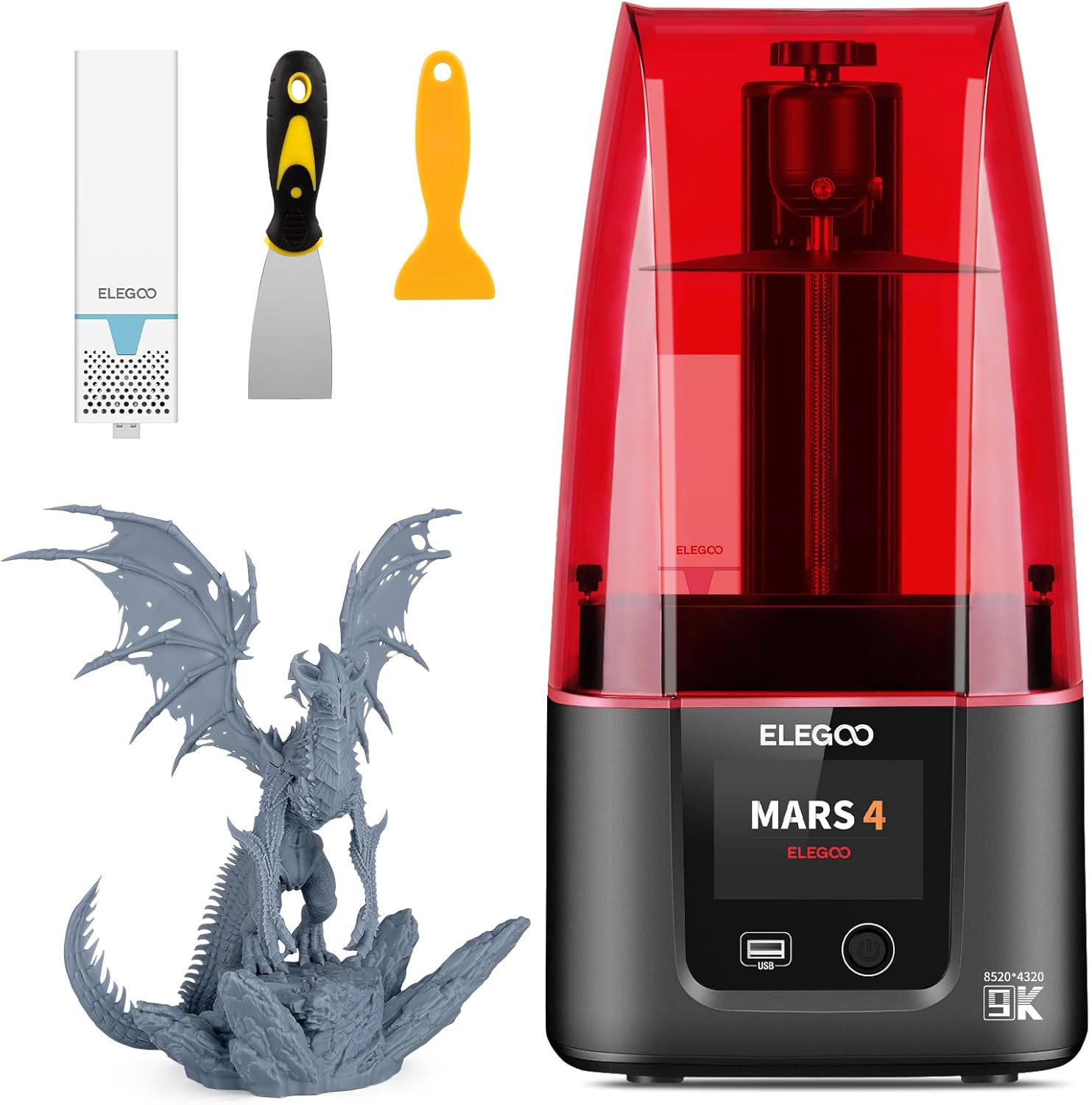 ELEGOO Mars 4 Resin 3D Printer, 7-Inch 9K Mono LCD, Powerful COB light source, 6.04x3.06x6.89 inch Build Volume, Desktop Msla 3D Printer For Beginner