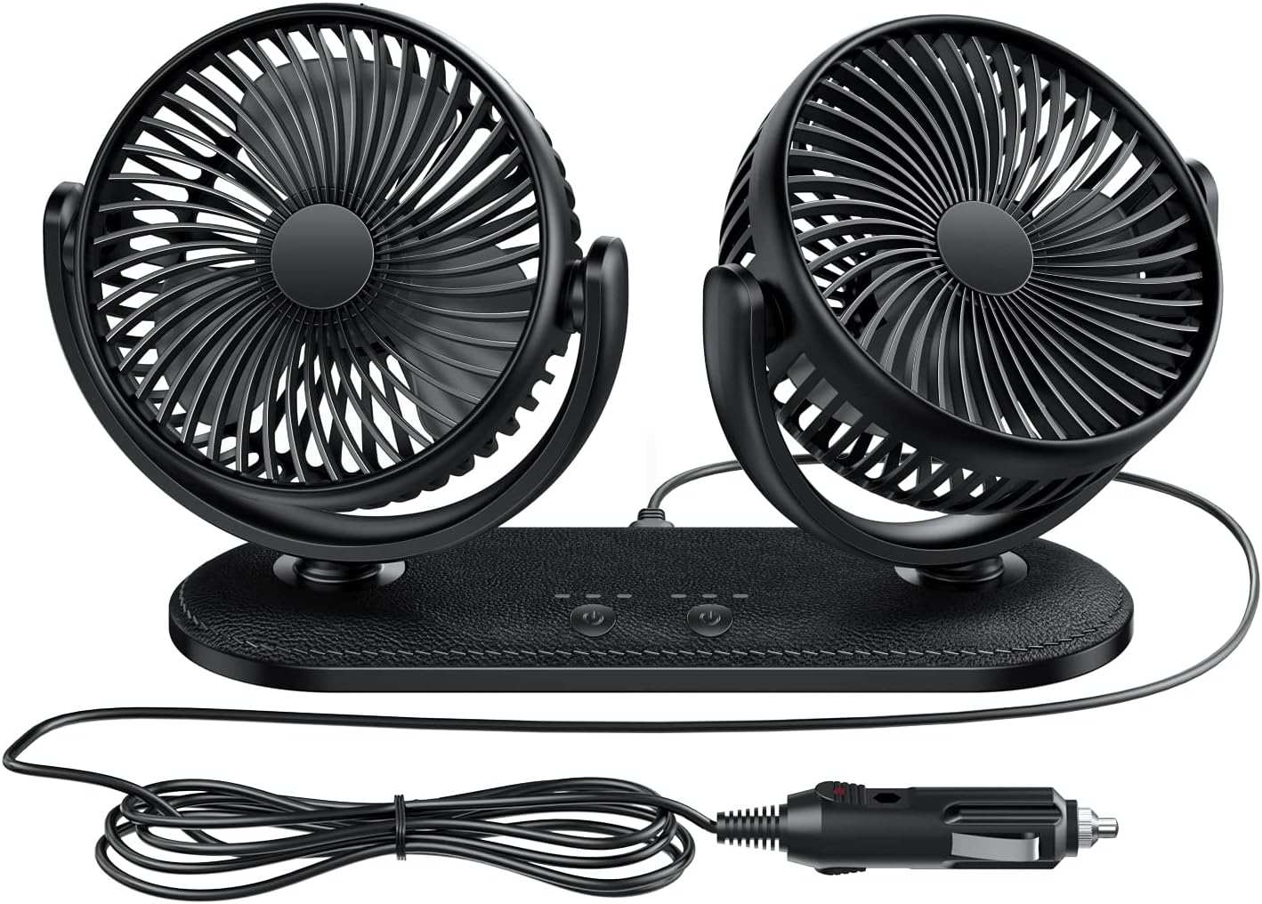 TriPole Car Fan 12V / 24V Portable Auto Cooling Dual Head Rotatable Vehicle Electric Fan for Car, Truck, SUV, RV, Van, Boat, Golf Cart - 3 Speeds, Strong Wind Air Circulation