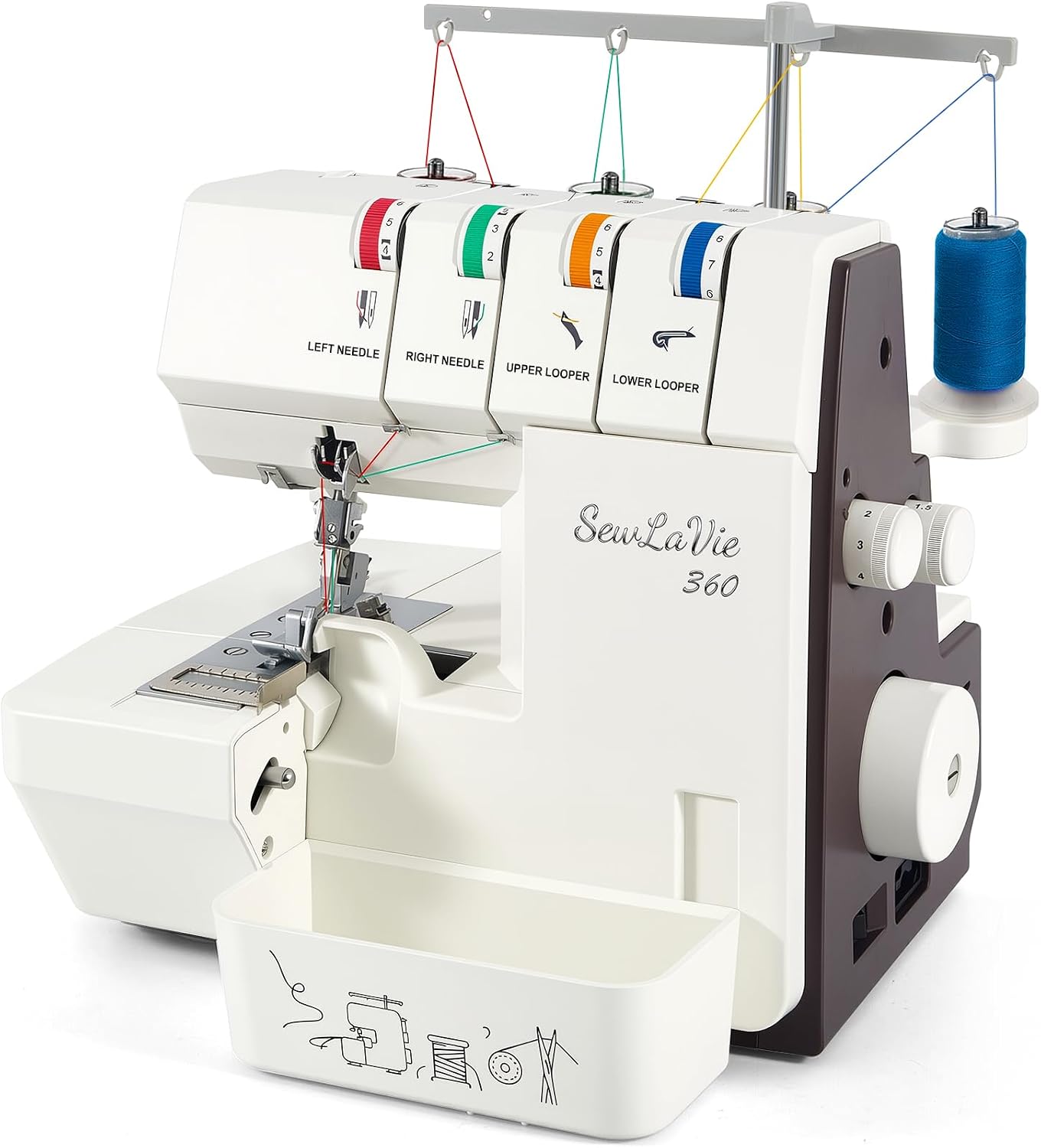 360 Upgraded Serger Overlock Machine with Wide-Open Threading | Ideal for home tailoring, DIY crafts & edge finishing. Best for home sewists. Features 12 stitches, 2/3/4 thread & 1300 SPM