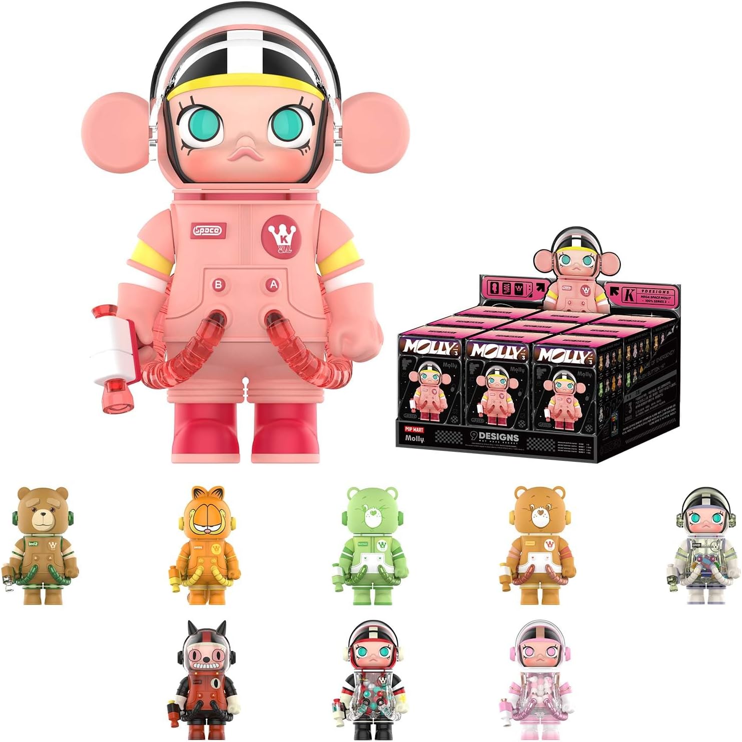 POP MART MEGA Space Molly 100% Series 3, Molly Blind Box Figures, Random Design Action Figures Collectible Toys Home Decorations, Holiday Birthday Gifts for Boys and Girls, Whole Set
