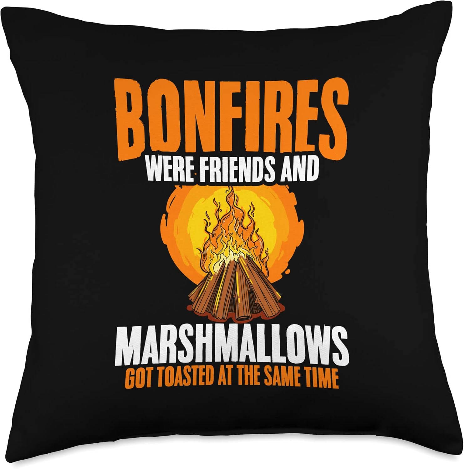 Funny Camping Smores Toasted Marshmallows for Campers Throw Pillow
