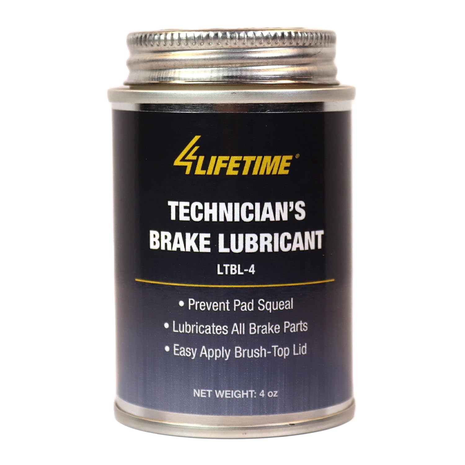 4LIFETIMELINES Technician's Grade Brake Lubricant - Rust and Corrosion Protection - Silences Squeaks - Mess-Free Application with Brush Top Can - 4 oz
