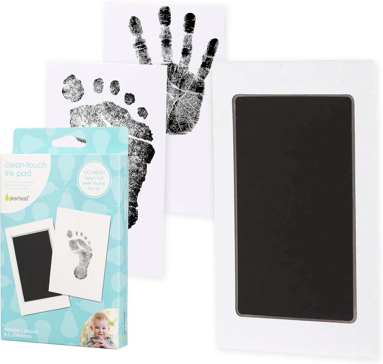 Pearhead Newborn Baby Handprint or Footprint, Clean-Touch Ink Pad, Black