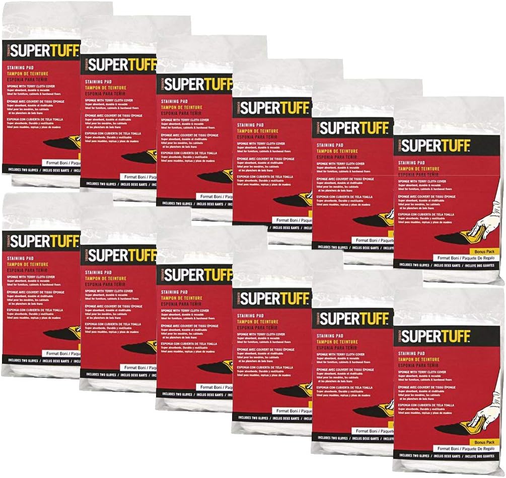 Trimaco 10101 Super Tuff Staining Pad with Free Gloves - Pack of 12