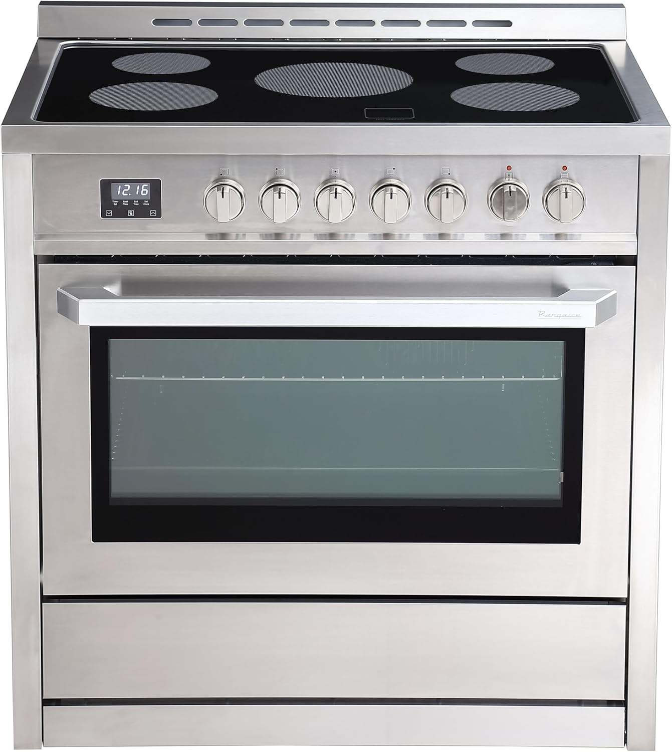 RRE361TS 36" Electric Range with 5 Burners, 4.3 cu. Ft. Capacity, Freestanding Slide-in AirFry, Convection Oven, Easy Reach Racks, Clock and Timer, Stainless Steel