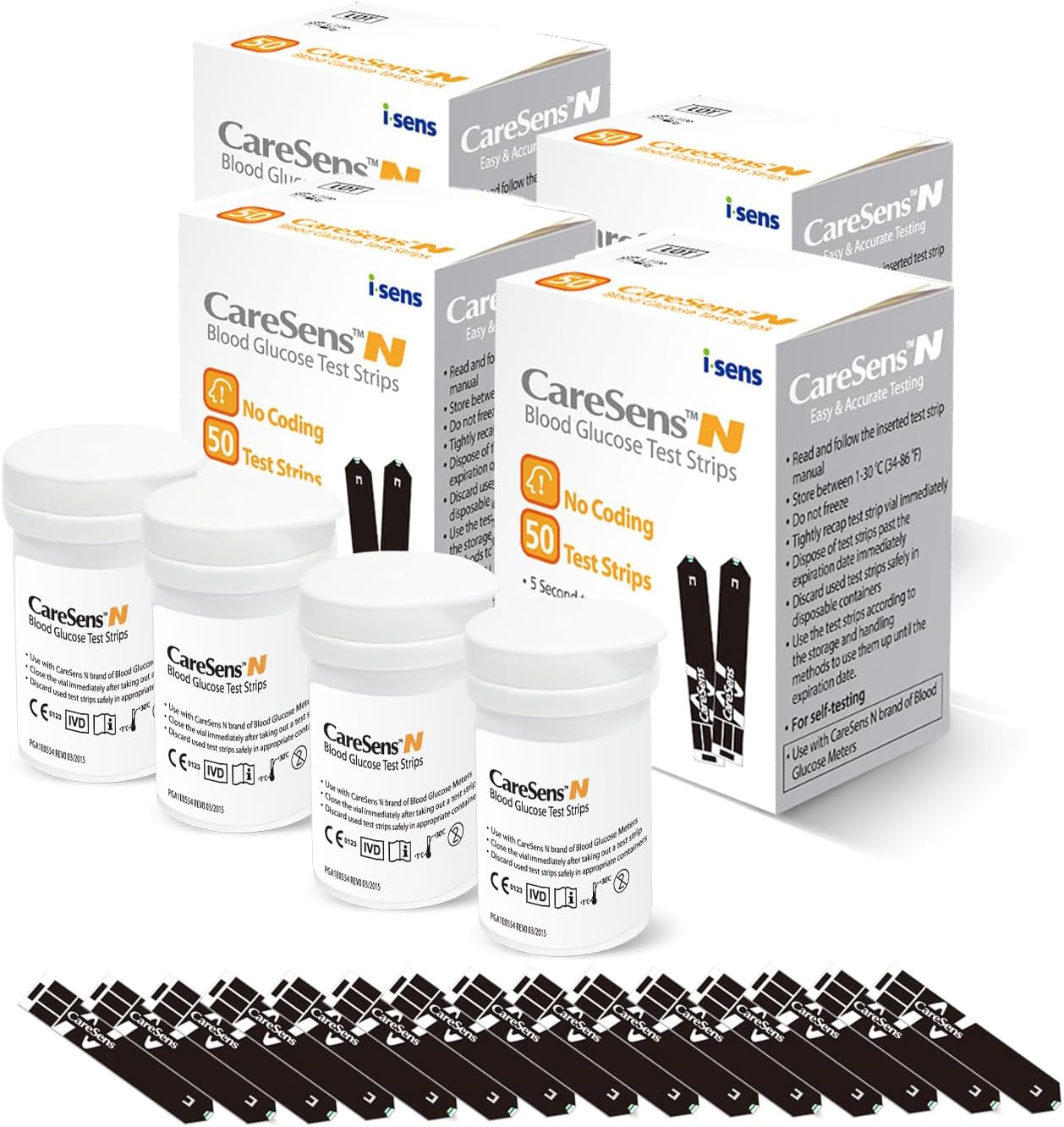 CareSens N Blood Glucose Test Strips (200 ct) - Only for CareSens N Family Meter Kits