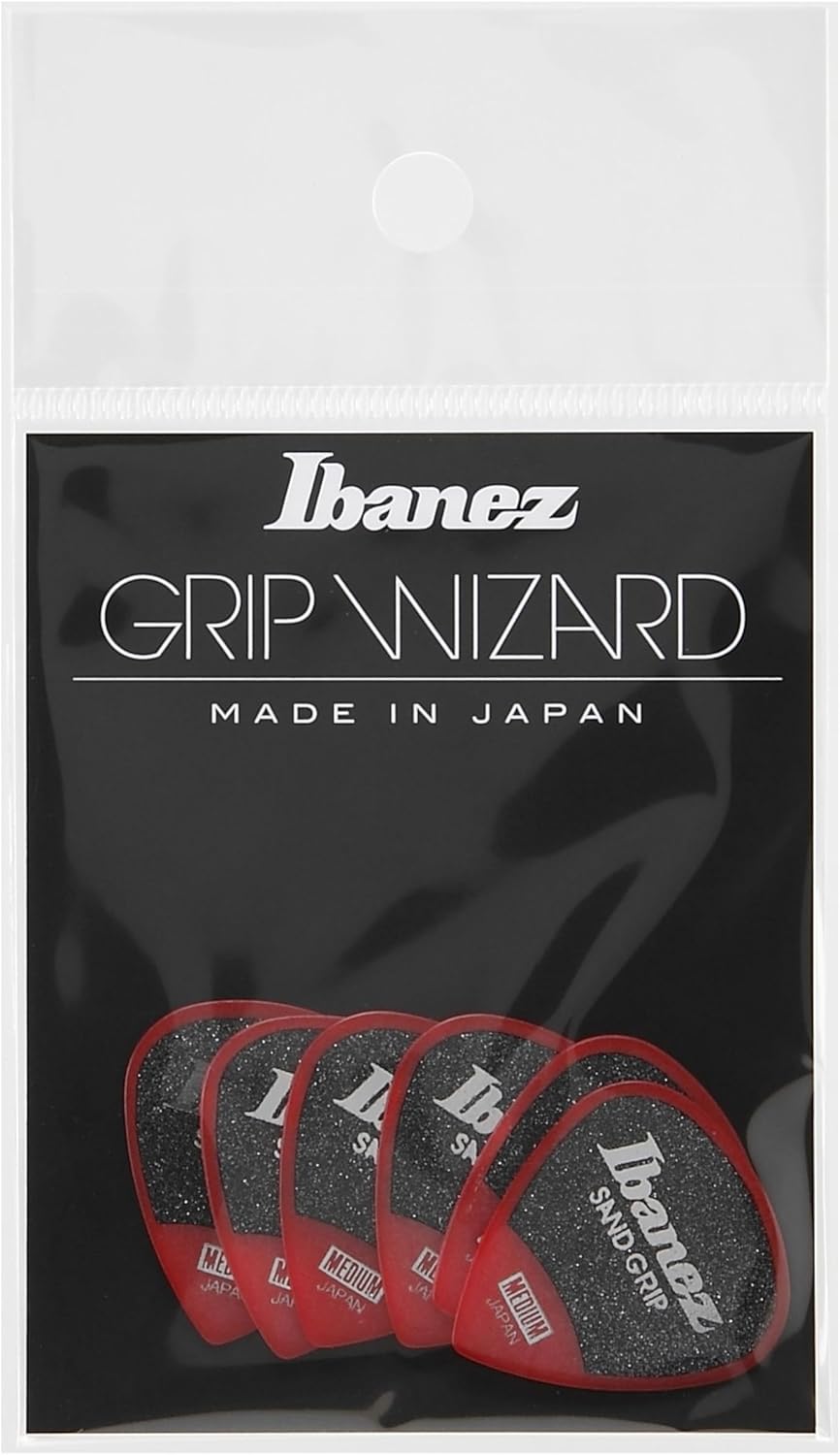 IBANEZ Grip Wizard Series Sand Grip Flat Pick - Red Pack of 6 (PPA16MSG-RD)