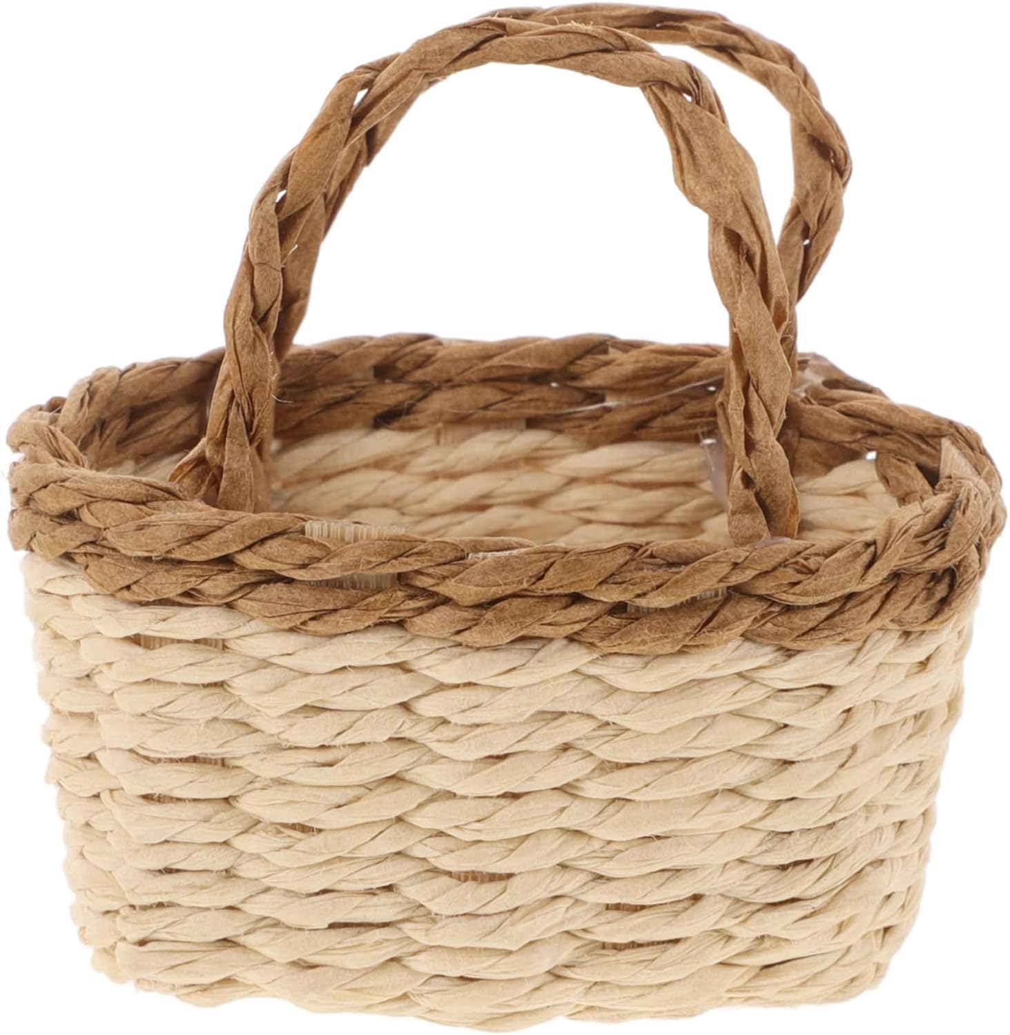 Totority Miniature Woven Basket for Dollhouse Realistic Handheld Prop for Home Decor Crafts and Photography Mini House Supplies Color