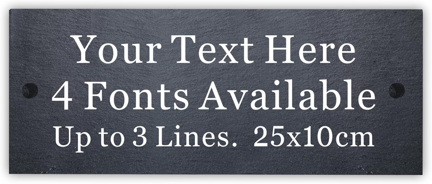 Personalised Plaque Slate House Signs Natural Slate Yard Garden Sign Plaques Welcome Sign Door Wall Signs Home Decor Gifts for Outside with Wall Fixings 25x10cm