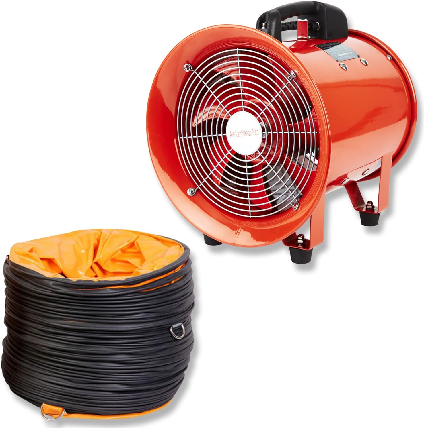 Portable Axial Ventilation Commercial Fume Extractor Blower Fan comes with Free PVC Flexible Duct Hose 5m long & one year Guarantee (12" Inches Fan with Duct)