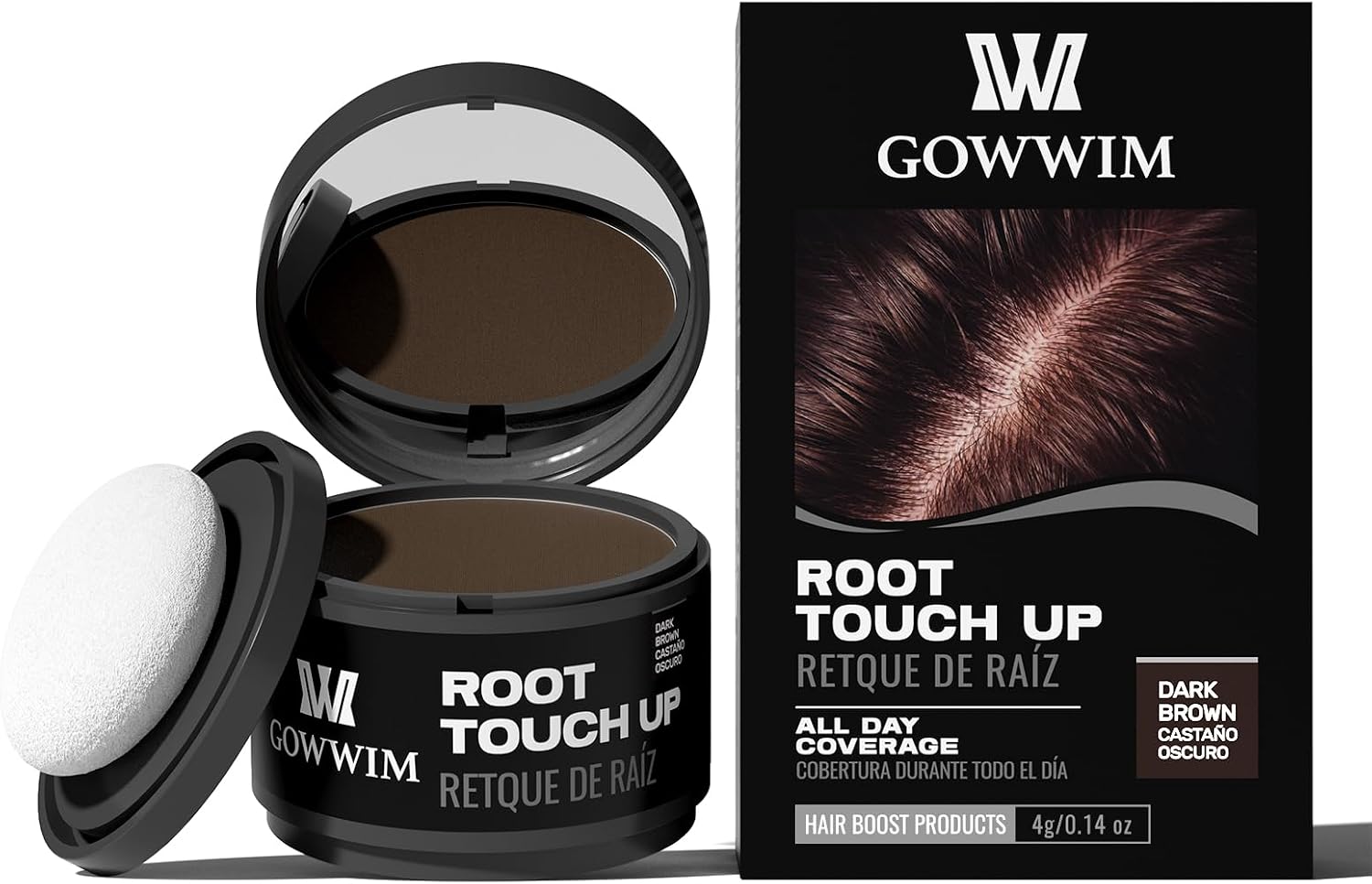 Gowwim Root Touch up Powder, Instantly Gray Hair Cover up Hairline Powder for Women & Men Waterproof and Sweatproof Root Cover Up Long-Lasting for Thinning & Loss Hair