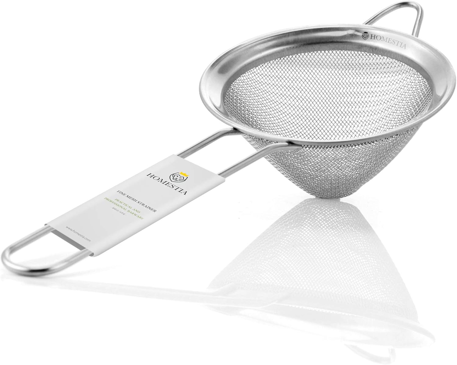 Homestia 3.3" Fine Mesh Strainer for Kitchen, 304 Stainless Steel, Cocktail Sieve, Food Sifters, Liquid Strainer Cup Strainer for Drinks, Tea, Coffee, Juice, Flour, Spice (Silver)