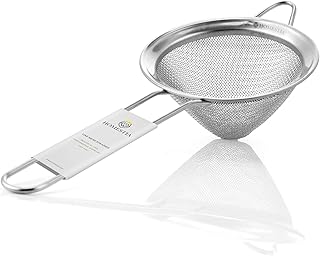 Homestia 3.3" Fine Mesh Strainer for Kitchen, 304 Stainless Steel, Cocktail Sieve, Food Sifters, Liquid Strainer Cup Strainer for Drinks, Tea, Coffee, Juice, Flour, Spice (Silver)