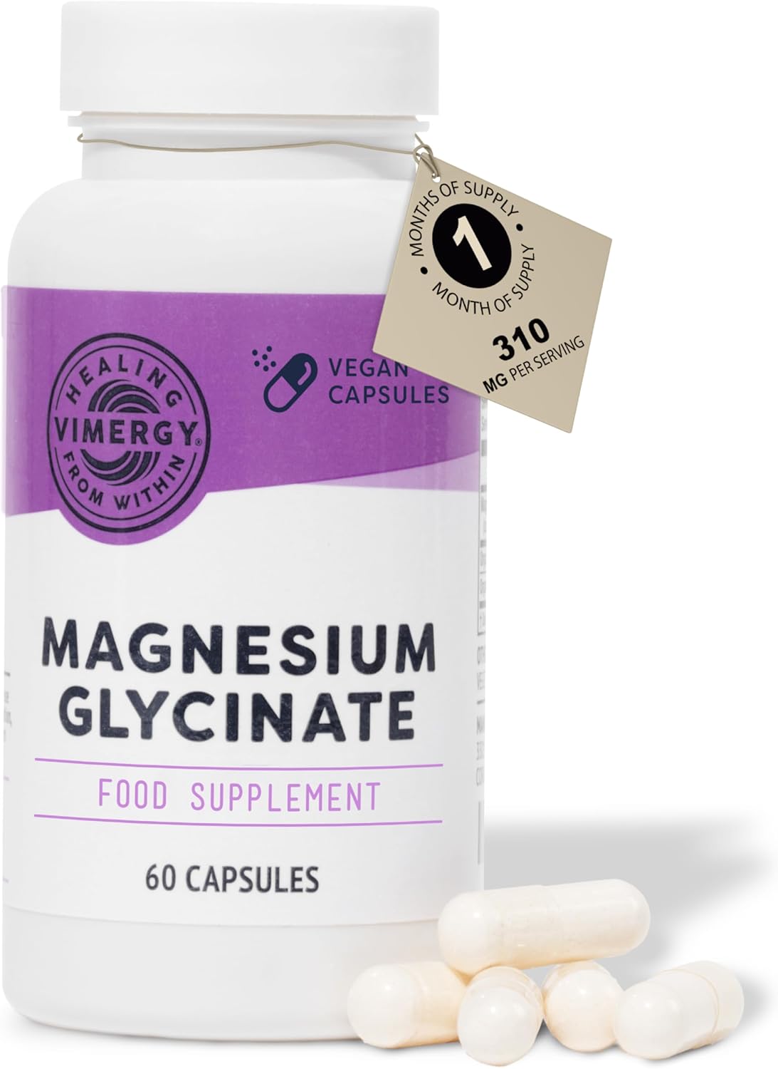 Vimergy Magnesium Glycinate Mineral Supplement – Trial Size 30 Servings – Supports Energy & Reduces Fatigue – Tummy-Friendly Magnesium Supplement – Turmeric & Ginger – Gluten Free Non-GMO Keto/Paleo