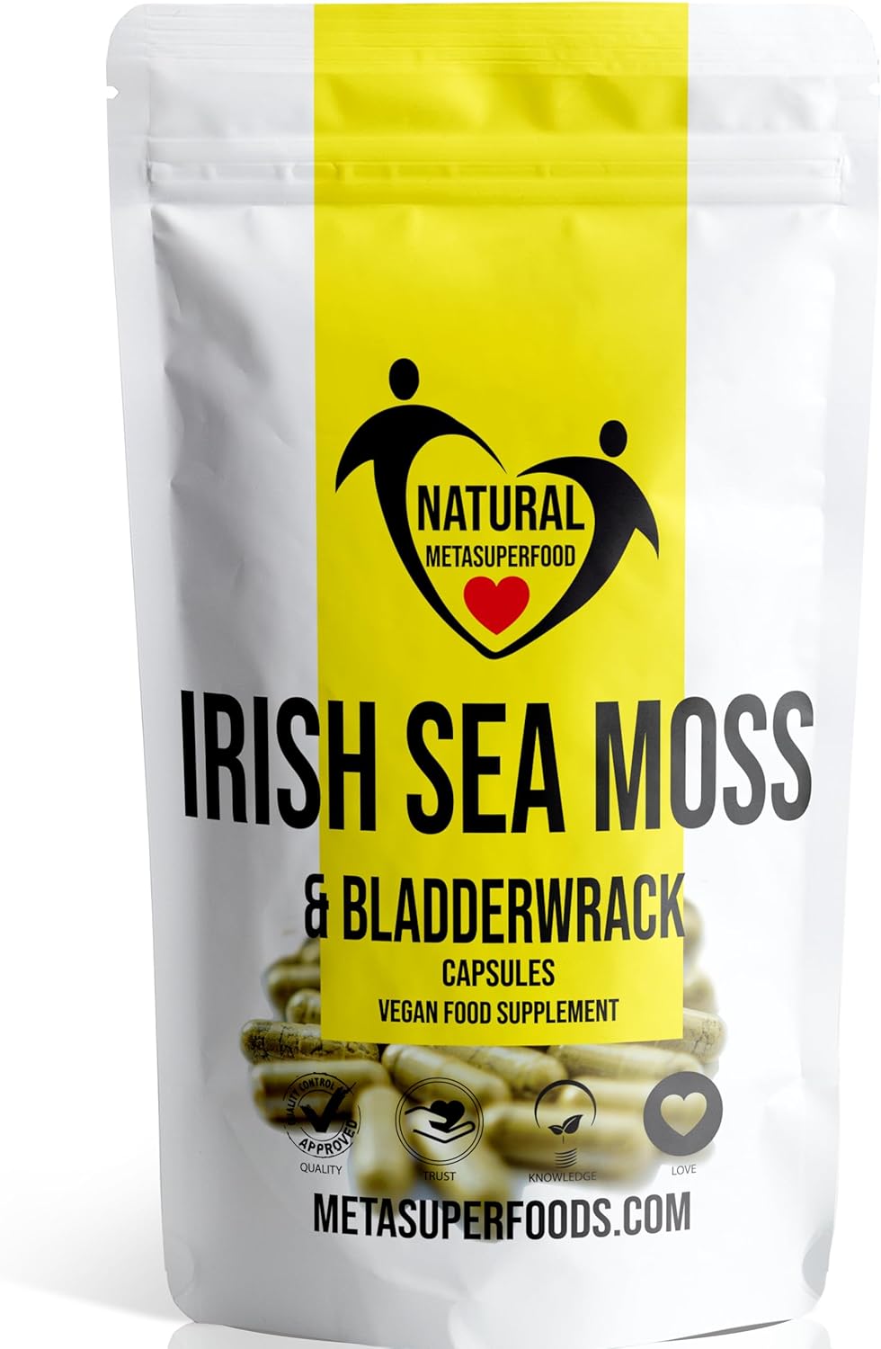 Sea Moss and Bladderwrack 60 Capsules (3600mg) High Strength Sea Moss | Vegan | Non GMO | No Binders No Fillers No Additives | Dr Sebi Irish Sea Moss