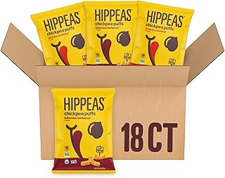 Hippeas Chickpea Puffs, Bold & Spicy Variety Pack: Barbecue, Sriracha, 0.8 Ounce (Pack of 18), 3g Protein, 2g Fiber, Vegan, Gluten-Free, Crunchy, Plant Protein Snacks