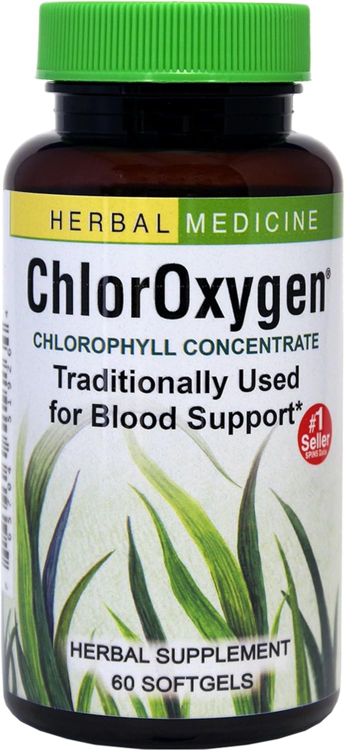 Herbs Etc. ChlorOxygen Chlorophyll Concentrate - Aids Healthy Blood Circulation - High-Altitude Environment Support - Energy Support - 60 Softgels (60 Servings)