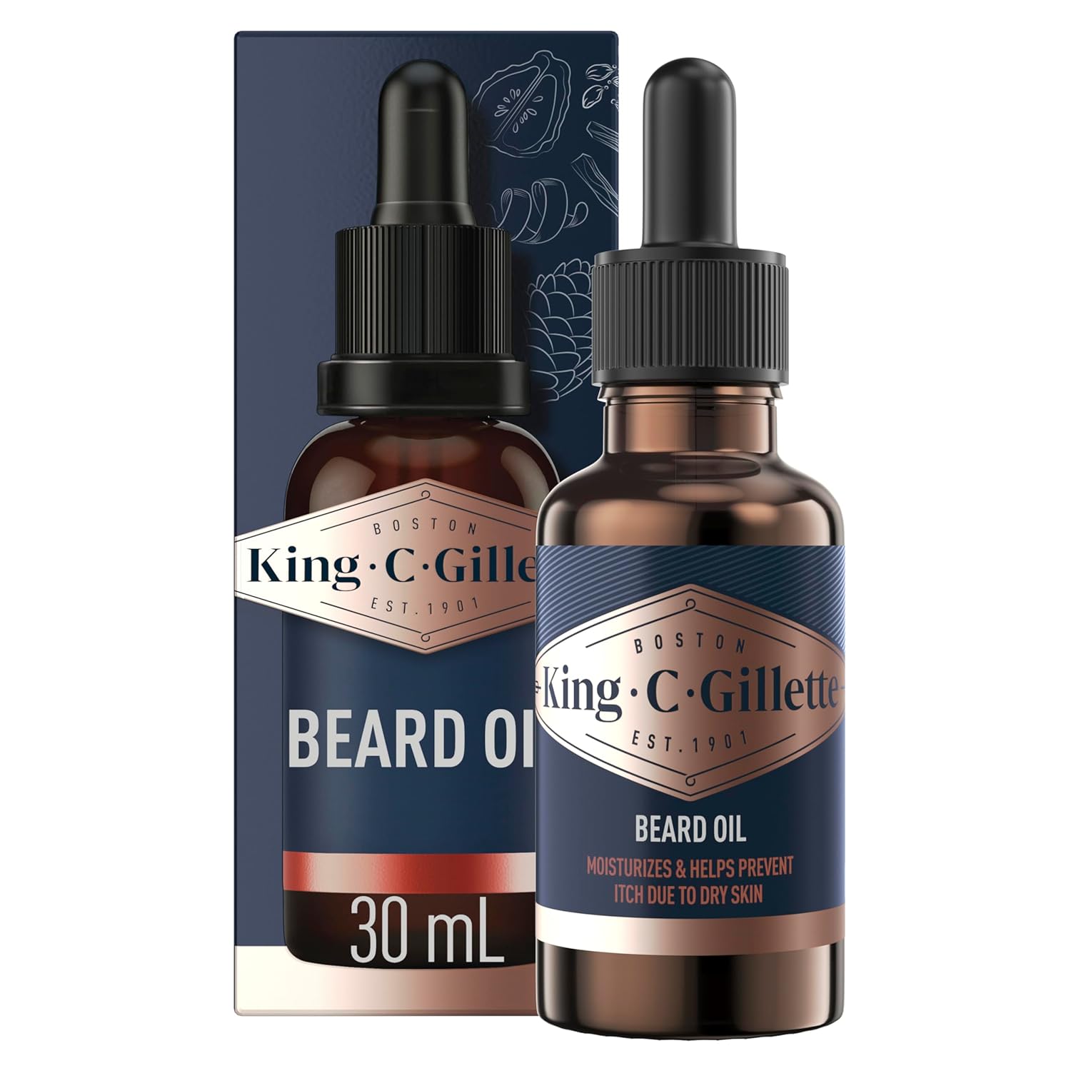 King C. Gillette Beard Oil for Men - Argan, Jojoba, Avocado, Macadamia Seed and Almond Oils - Moisturize and Soften Beard