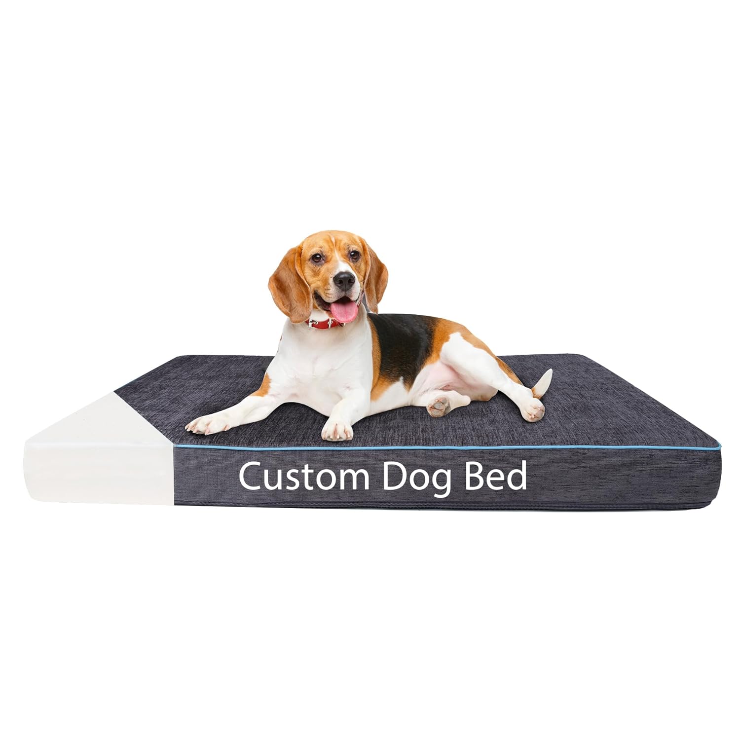 Personalized Size Dog Bed Waterproof Washable Soft Fluffy Dog Bed Customized Embroidery Pet Name with Removable Cover & Anti-Slip Bottom with Optional Fabric Colors Soft Comfortable Sleeping Cushion