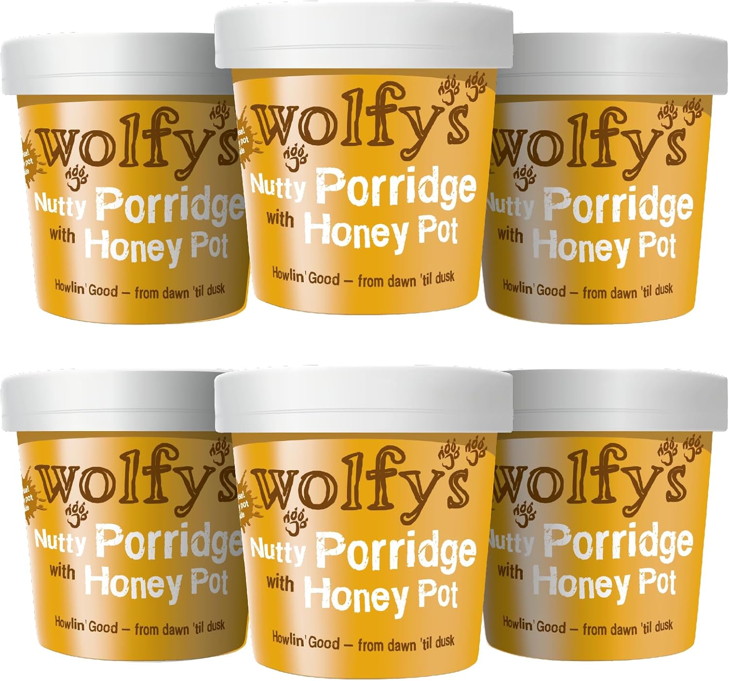 Wolfy's Nutty Porridge with Honey Pot, 6 x 90g